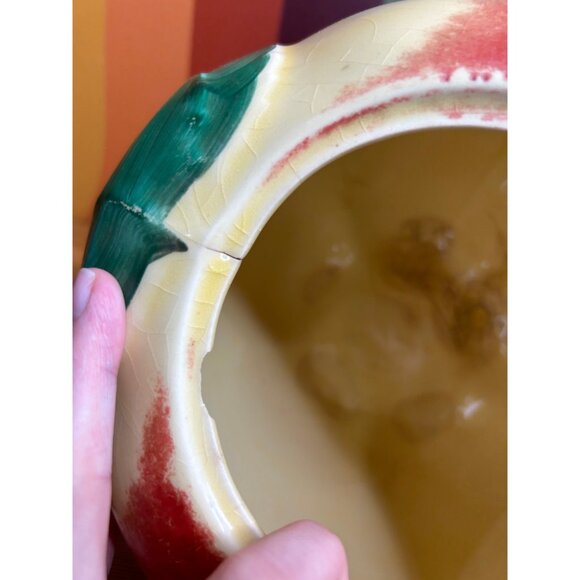 1940s Hull pottery apple cookie jar ceramic fall autumn decor - CRAZING - Picture 9 of 10